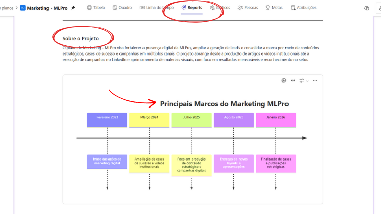Principais marcos do Plano - Relatório gerado pelo Project Manager Agent